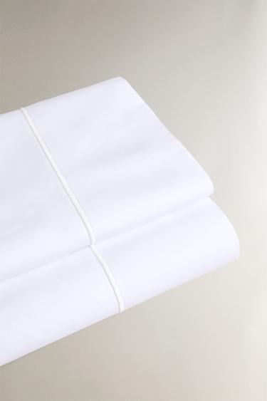 (800 THREAD COUNT) COTTON PERCALE FLAT SHEET - White by Zara - Image 1