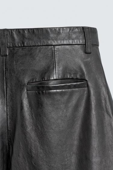 LEATHER STRAIGHT-LEG TROUSERS - Black by Zara - Image 9