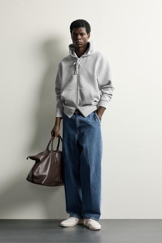 CONTRAST PIQUÉ HOODIE - Grey marl by Zara - Image 0