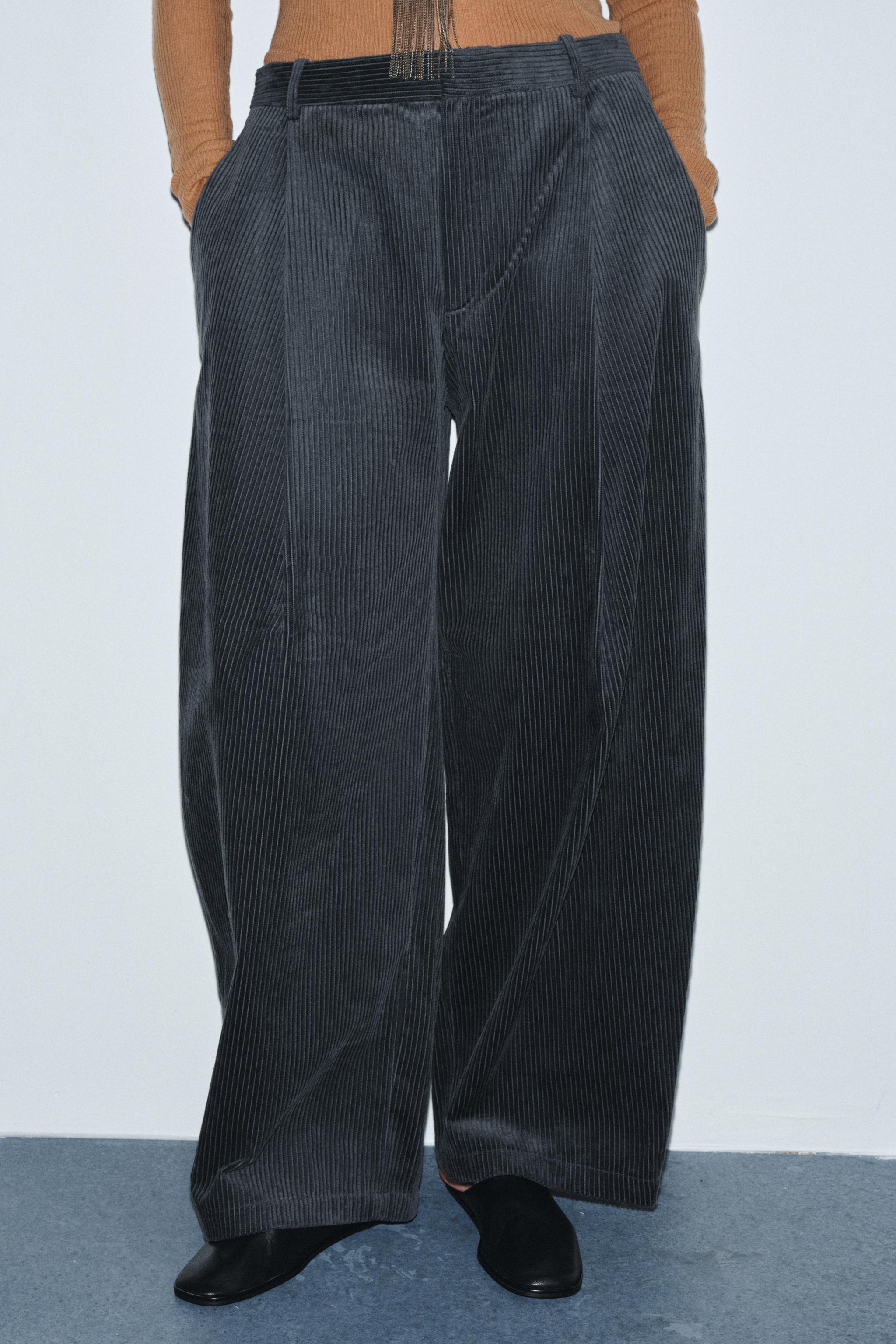 CORDUROY PLEATED PANTS ZW COLLECTION