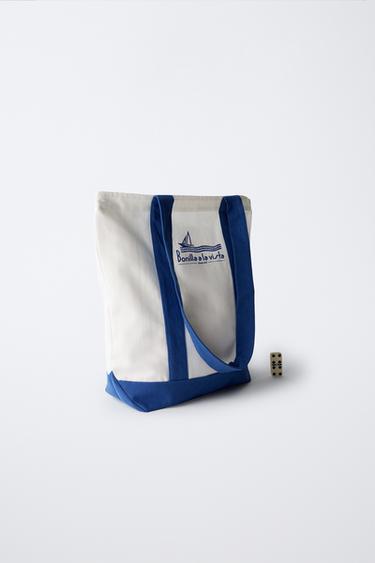 BONILLA A LA VISTA ® X ZARA FABRIC SHOPPER BAG - White by Zara - Image 5