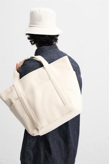 FABRIC TOTE BAG - Ecru White by Zara - Image 0