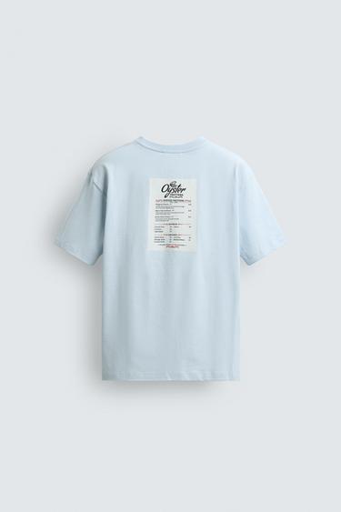 T-SHIRT WITH CONTRAST PATCH PRINT - Sky blue by Zara - Image 7