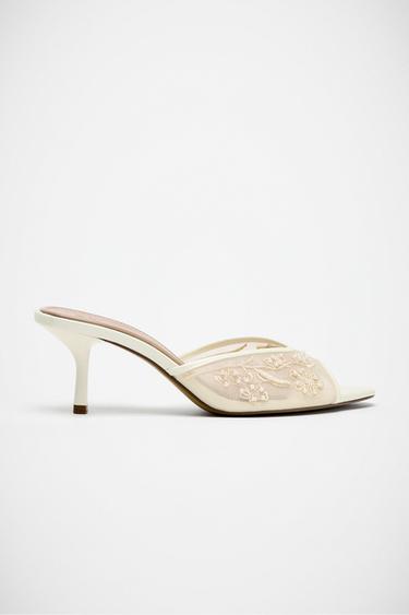 MESH PEARL EMBELLISHED SANDALS - White by Zara