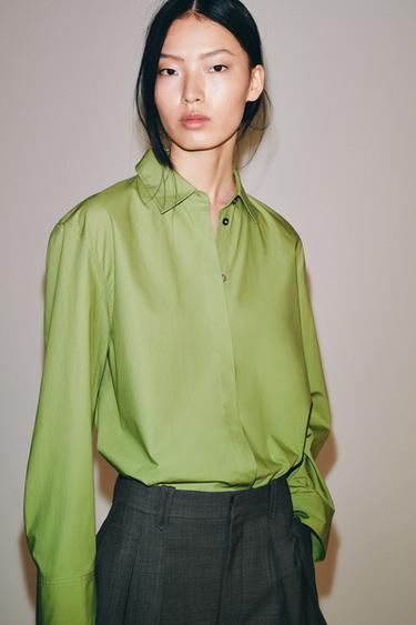 CAMISA POPELÍN ZW COLLECTION - Verde de Zara