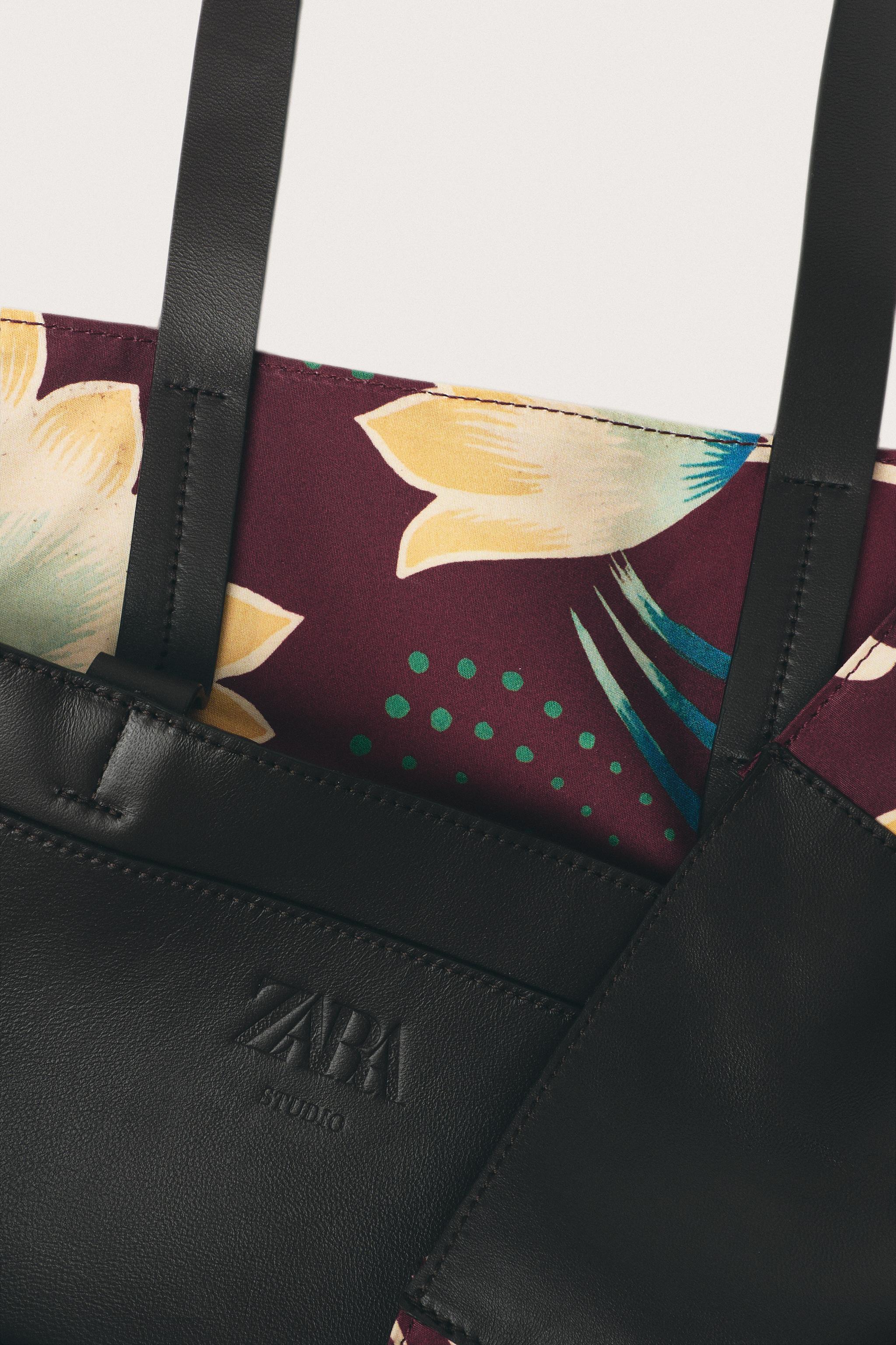 Мужские сумки Zara LIMITED EDITION LEATHER DETAIL SHOPPER — фото 5