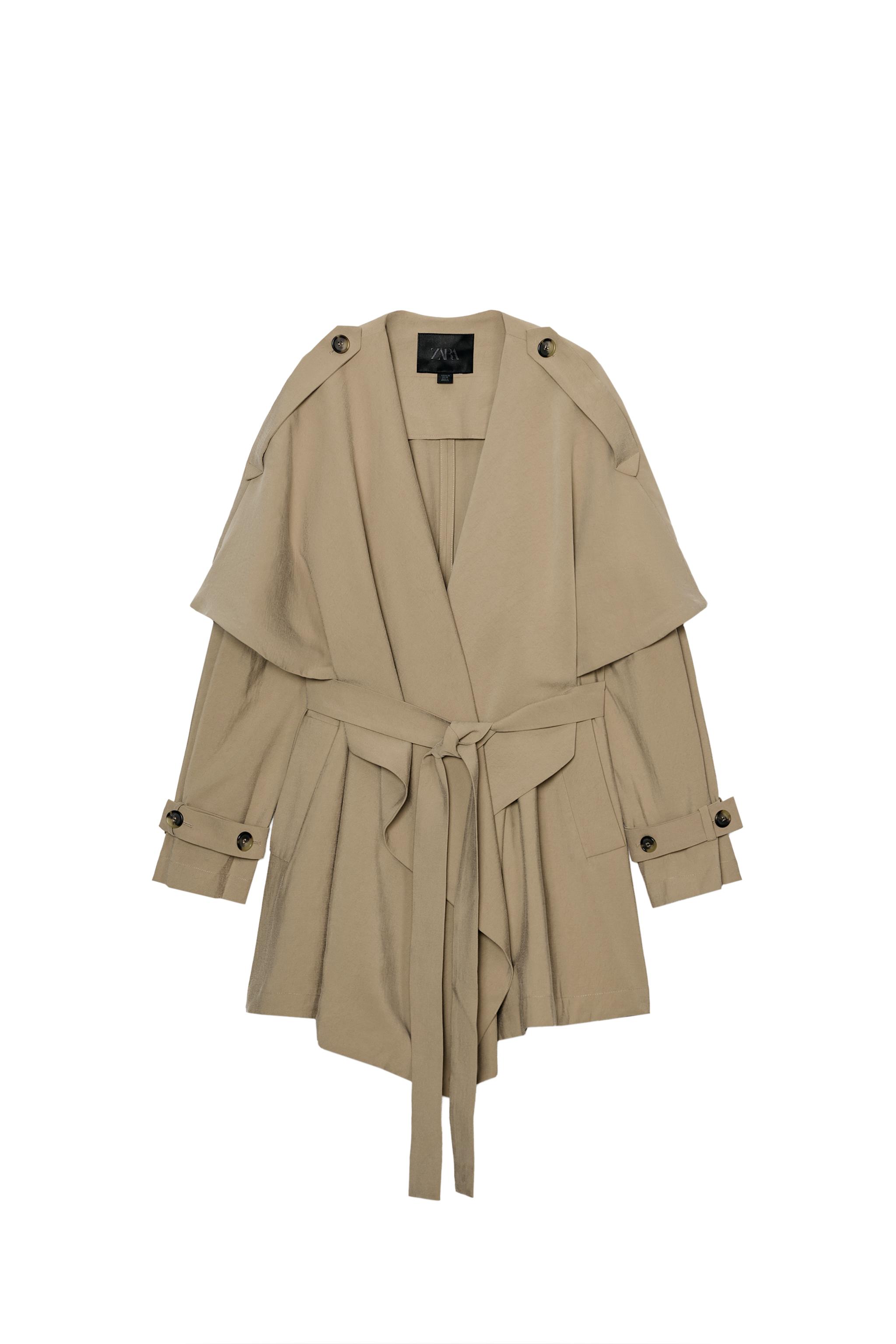 ZARA ZW COLLECTION ショートフルイドトレンチコート ZW COLLECTION ショートフルイドトレンチコート - ダークベージュ