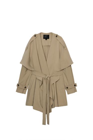 ZW COLLECTION SHORT FLOWING TRENCH COAT - Dark beige by Zara