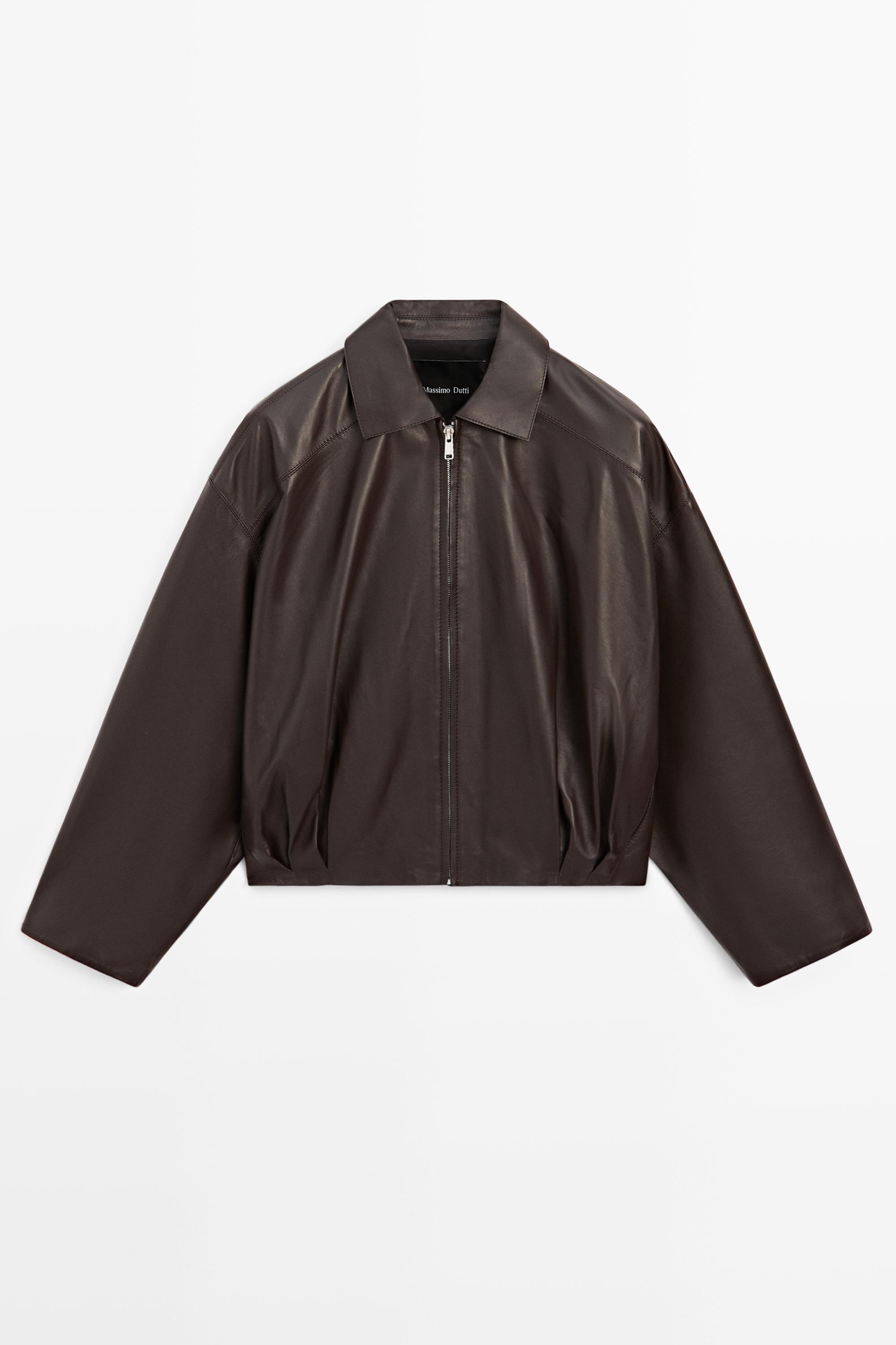 Pleated nappa leather jacket
