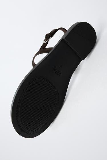 SANDALES EN CUIR - Marron de Zara - Image 6