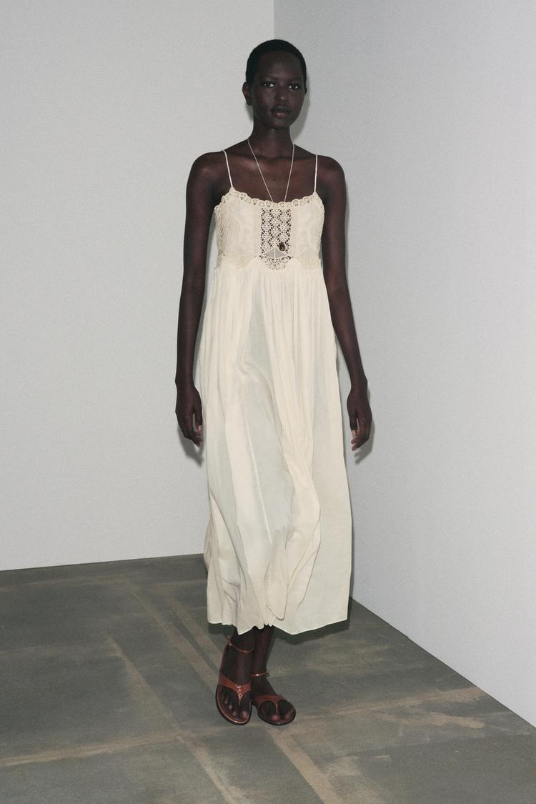 VESTITO A SPALLINE CROCHET ZW COLLECTION Écru ZARA Italia Italy