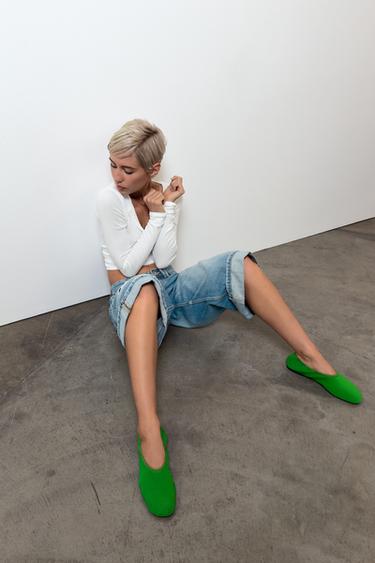 SAPATILHA CORPO MESH - Verde da Zara - Imagem 0