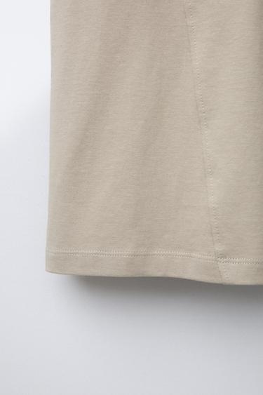 JOGGING T-SHIRT WITH LABEL - Beige by Zara - Image 3