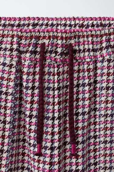 PANTALON WIDE LEG STRUCTURÉ PIED-DE-POULE - Rose de Zara - Image 2
