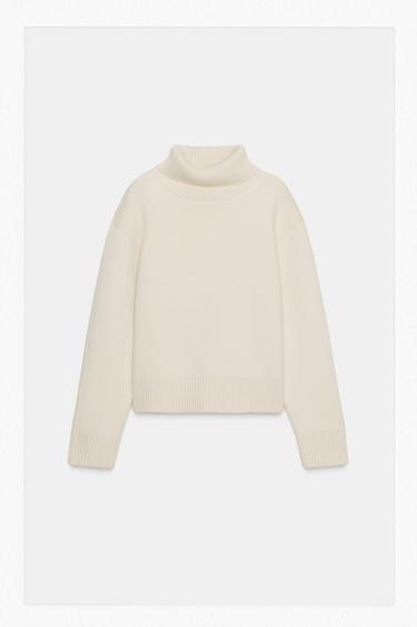 WOOL HIGH NECK JUMPER - Ecru by Zara