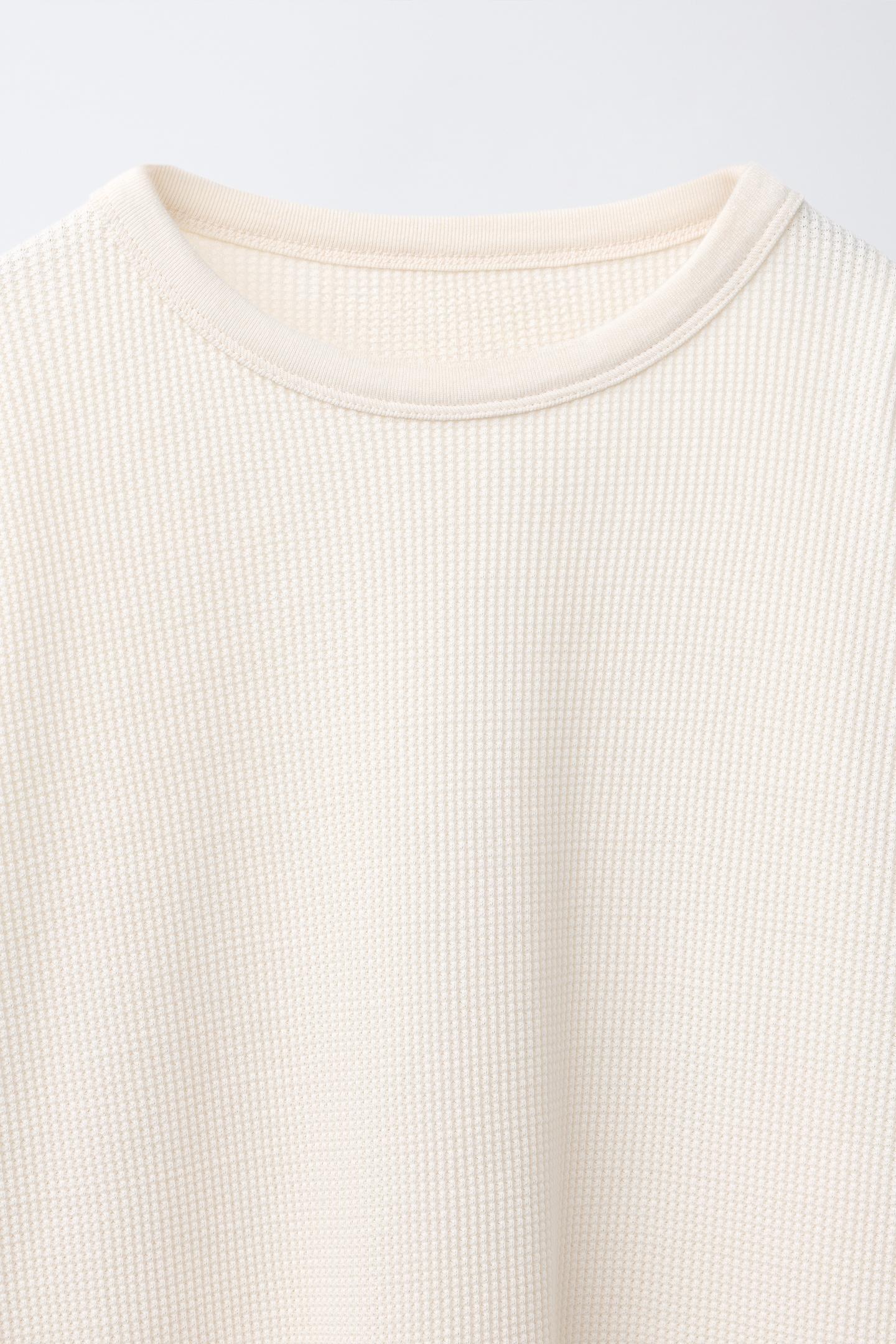 Детская футболка Zara Waffle Patch, цвет: Экрю — фото 3