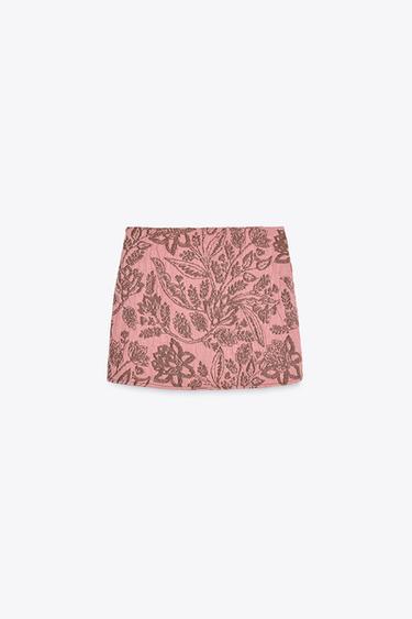 JUPE À VOLANT EN JACQUARD - Rose de Zara - Image 5