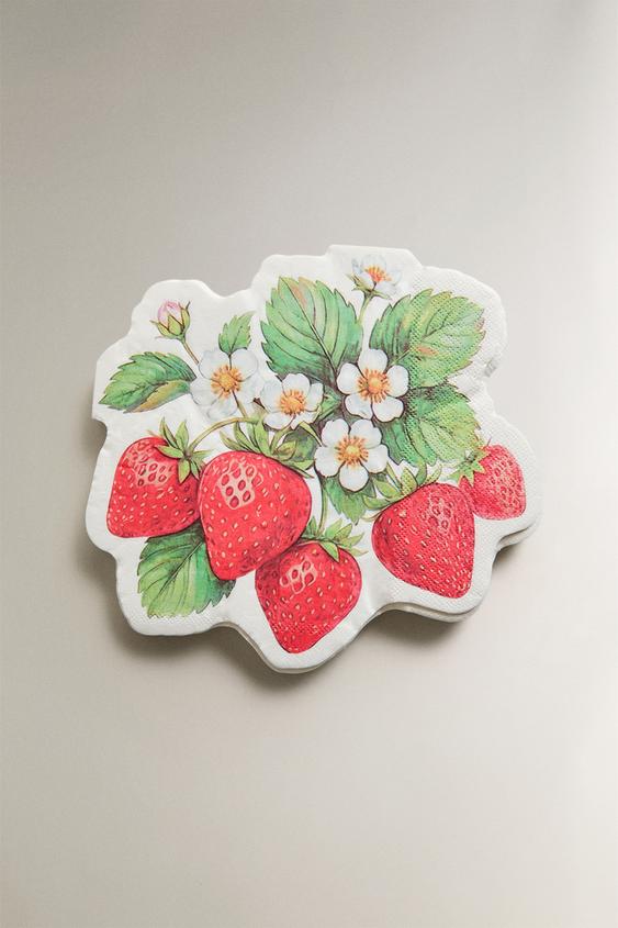 Zara STRAWBERRY PRINT PAPER NAPKINS (PACK OF 20) - Red - Image 0
