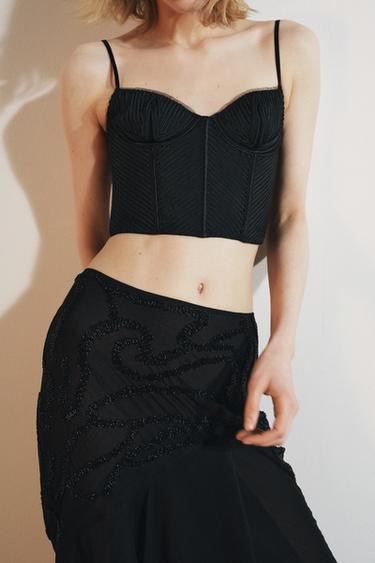 TOP CORSÉ À ARMATURES STRUCTURÉ - Noir de Zara - Image 3