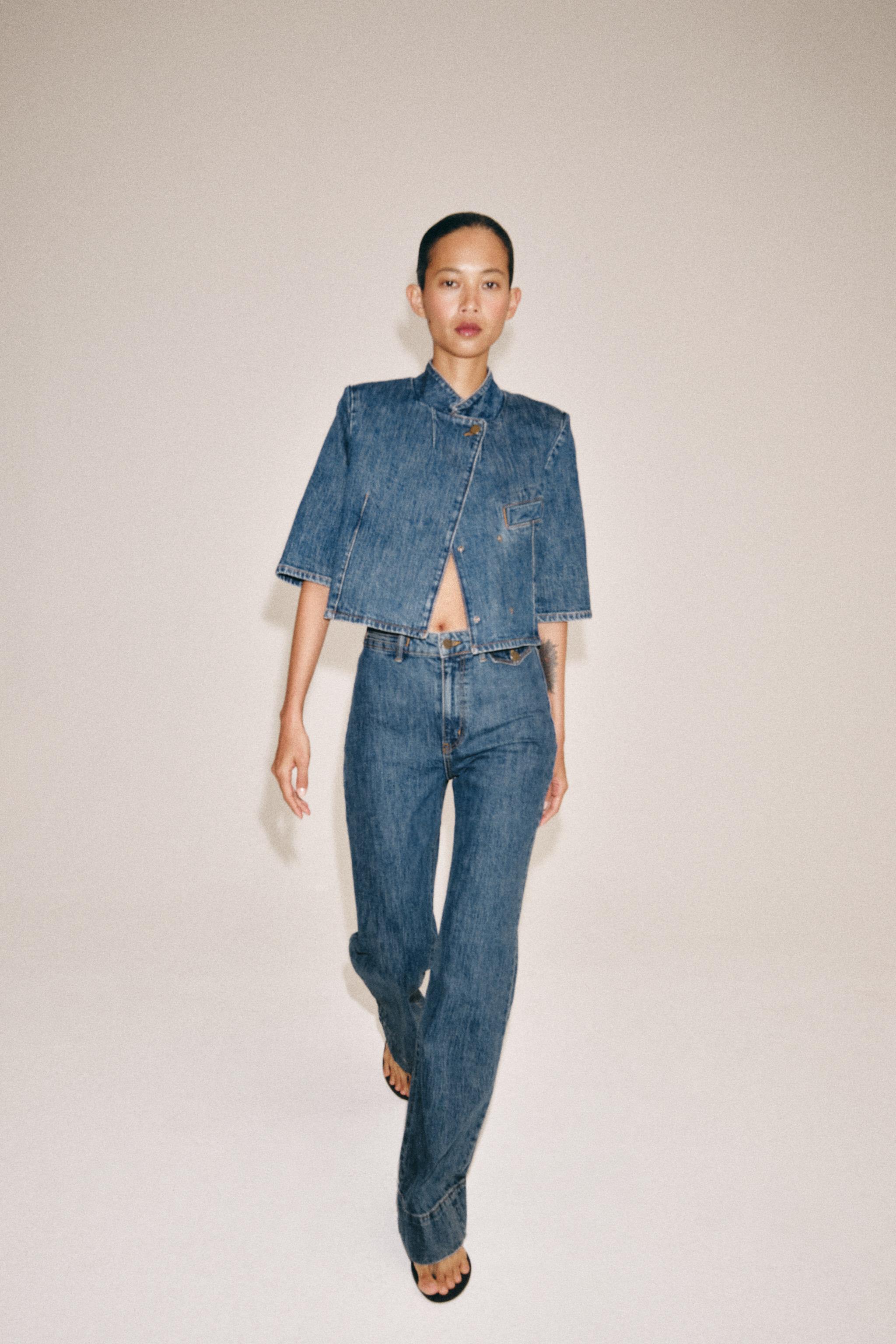 Женские пиджаки Zara ZW COLLECTION CROPPED DENIM BLAZER