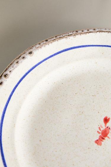 STONEWARE FISH DESSERT PLATE - White / Red by Zara - Image 4