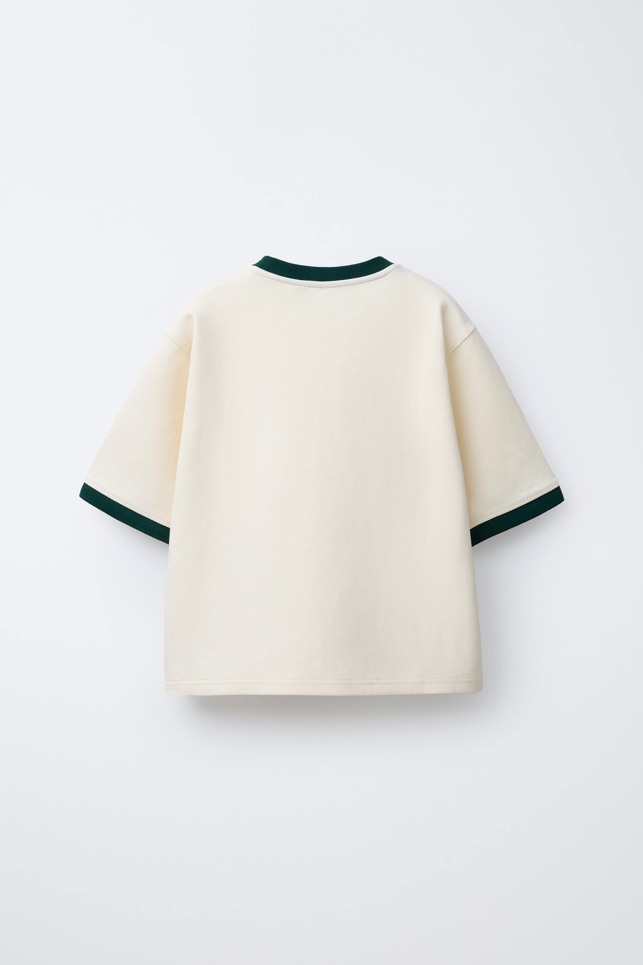 コントラストインターロックストレートTシャツ - エクリュ