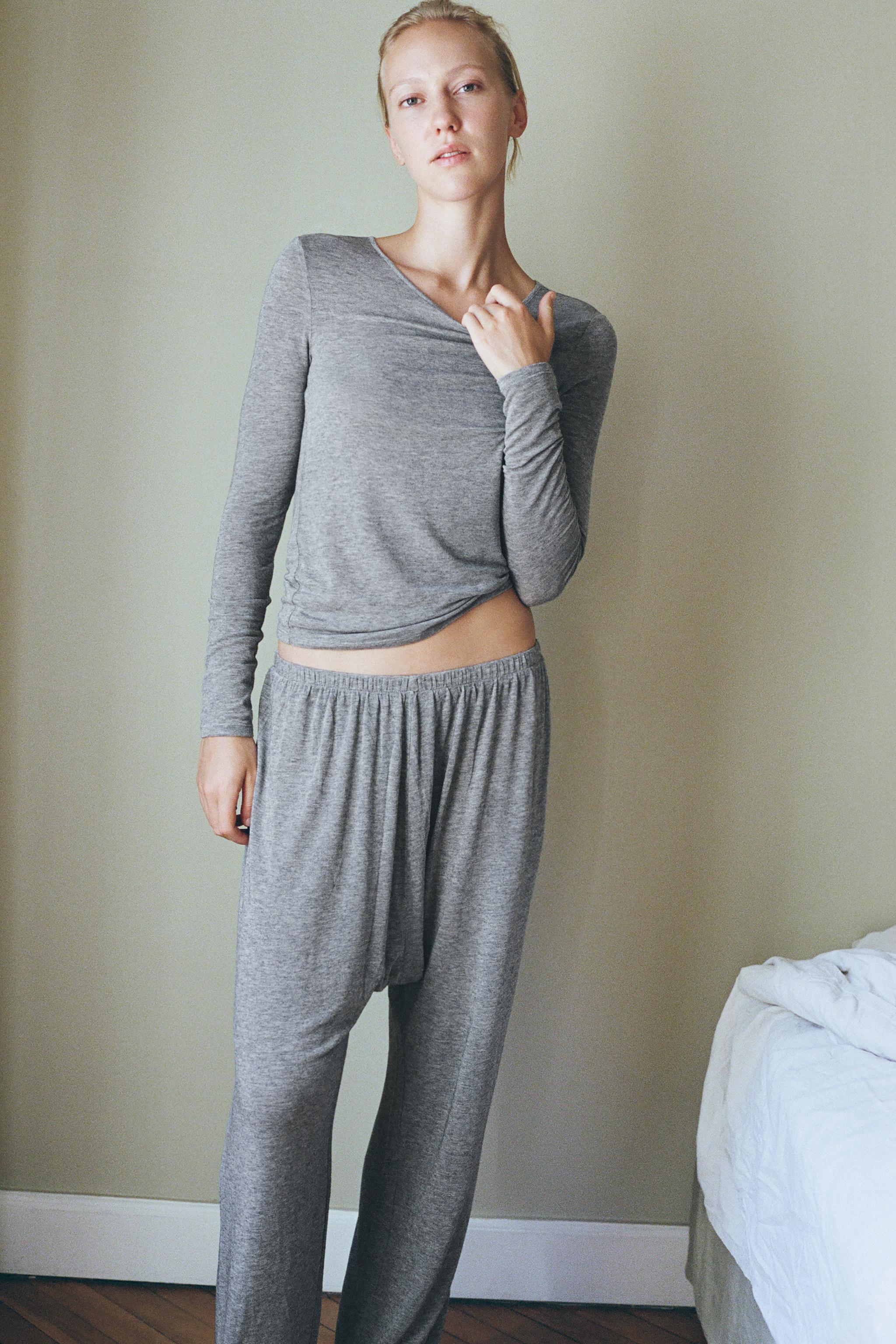 Zara YÜN KARIŞIMLI TRİKO BAGGY PANTOLON görsel 3