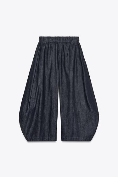 ZW COLLECTION VOLUME DENIM TROUSERS - Blue by Zara