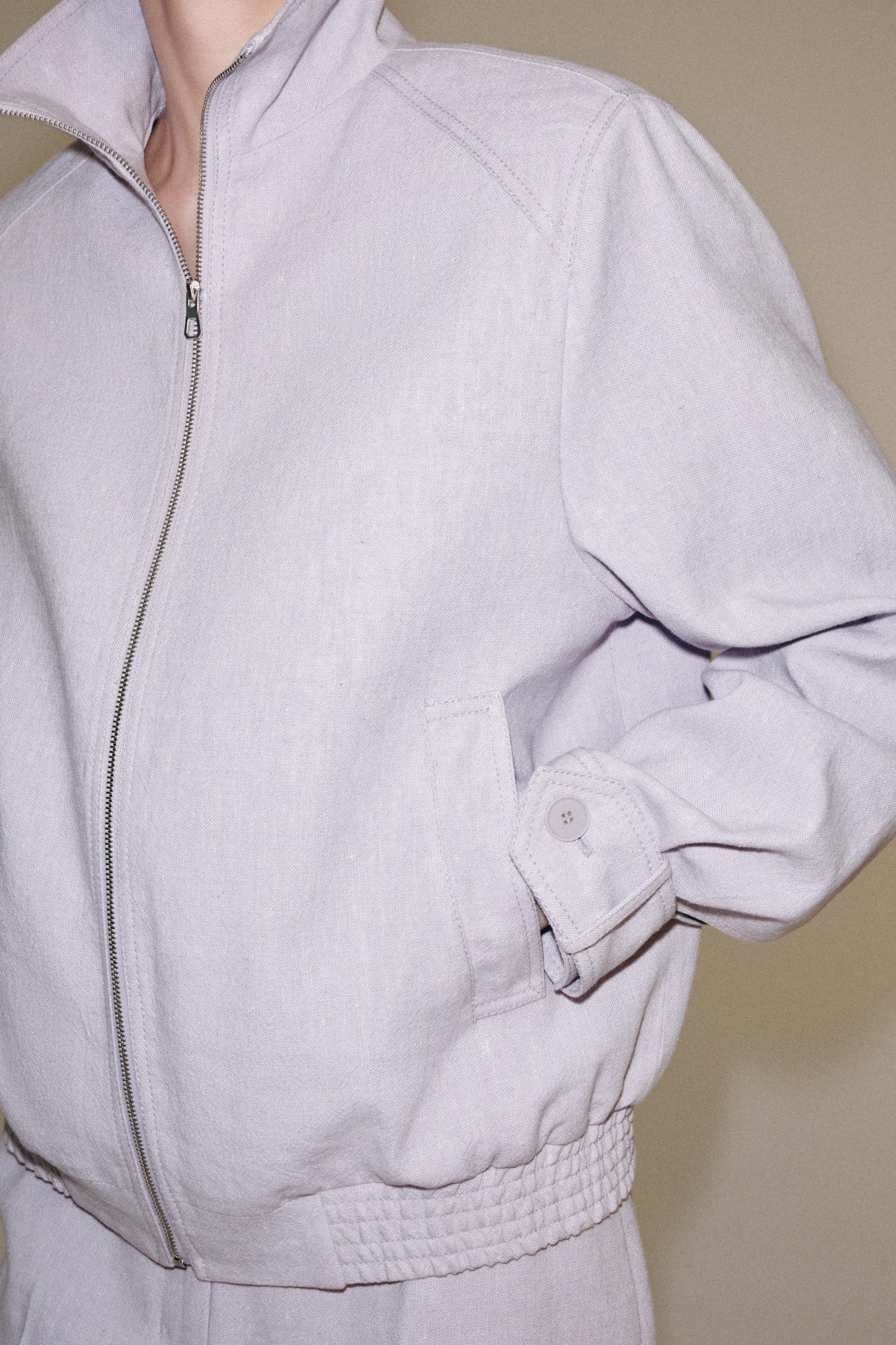 Женские куртки Zara LINEN BLEND BOMBER JACKET ZW COLLECTION — фото 3