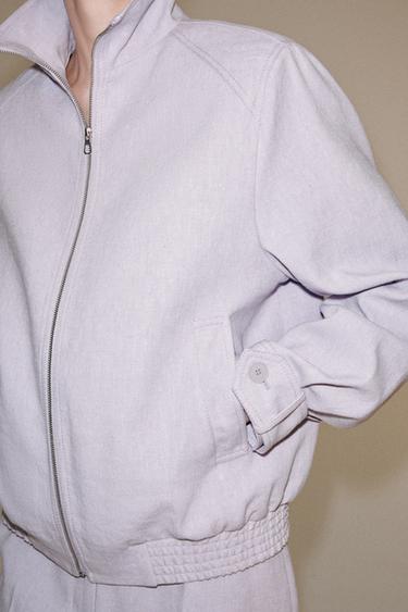 BLOUSON BOMBER AVEC LIN ZW COLLECTION - Mauve de Zara - Image 2