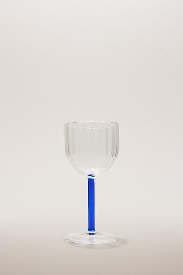 BOROSILICATE GLASS WITH COLOURED STEM - Blue by Zara