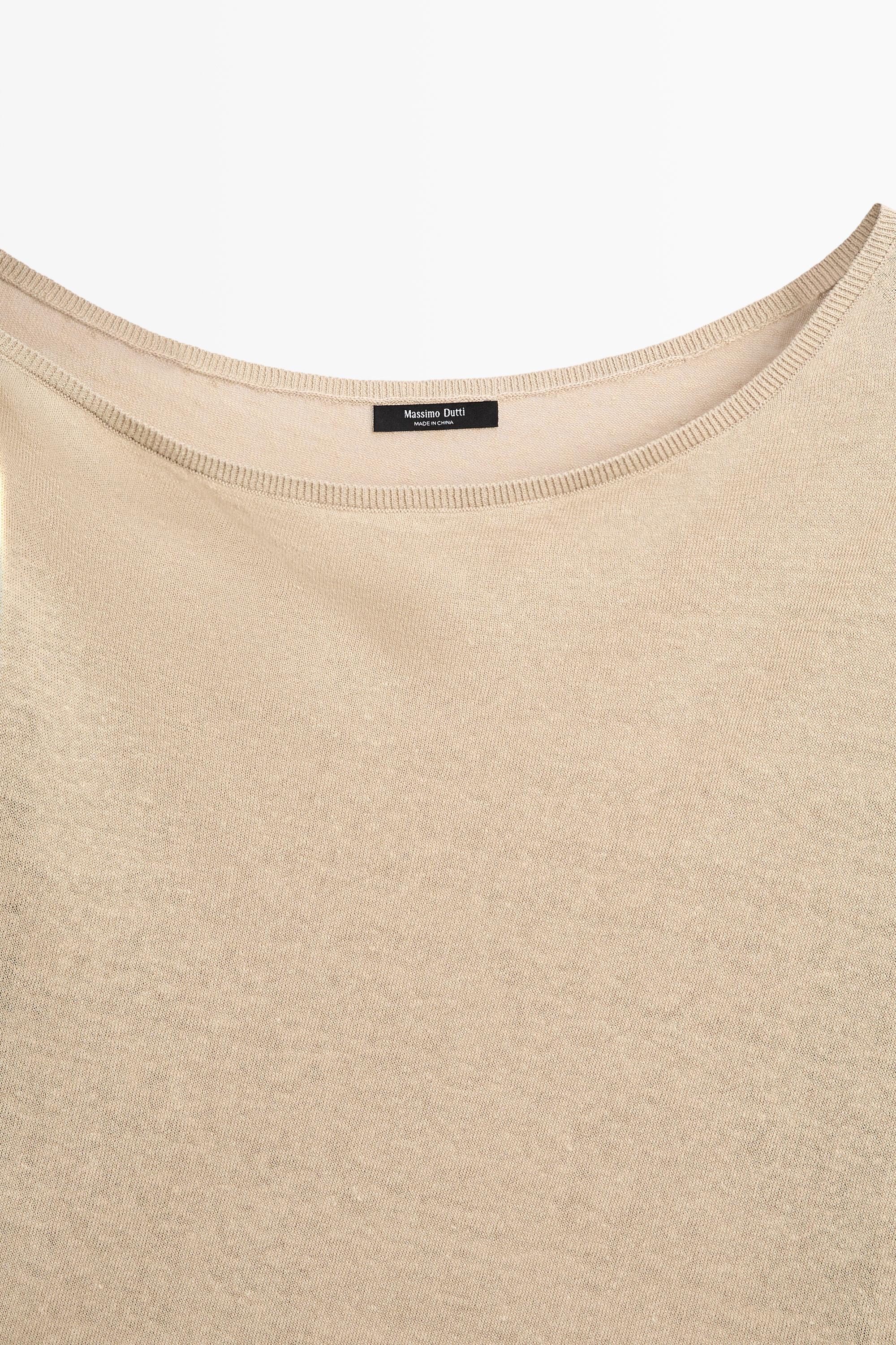 Flowing 100% linen off-the-shoulder sweater