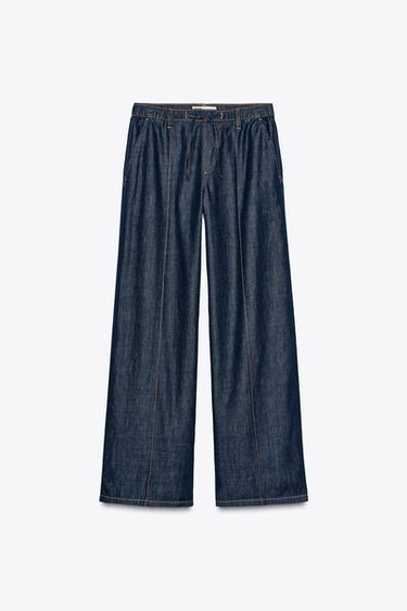 Zara Z1975 HIGH RISE WIDE LEG JOGGER JEANS - Blue - Image 0