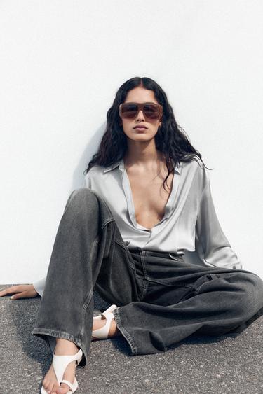 SATIN SHIRT - Grey by Zara