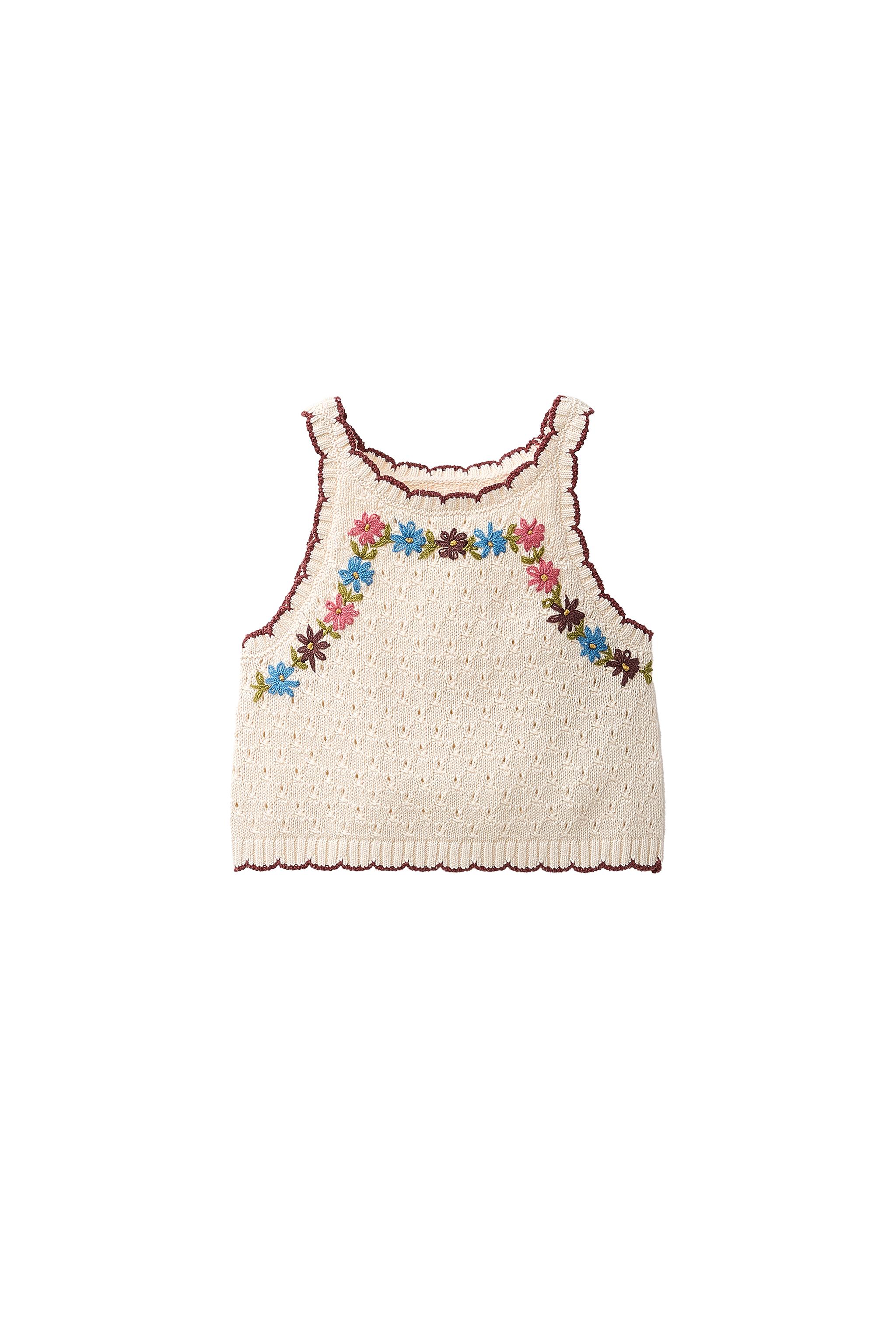 トップス Cococo TOP DIN TRICOT CU FLORI BRODATE - Ecru | ZARA România