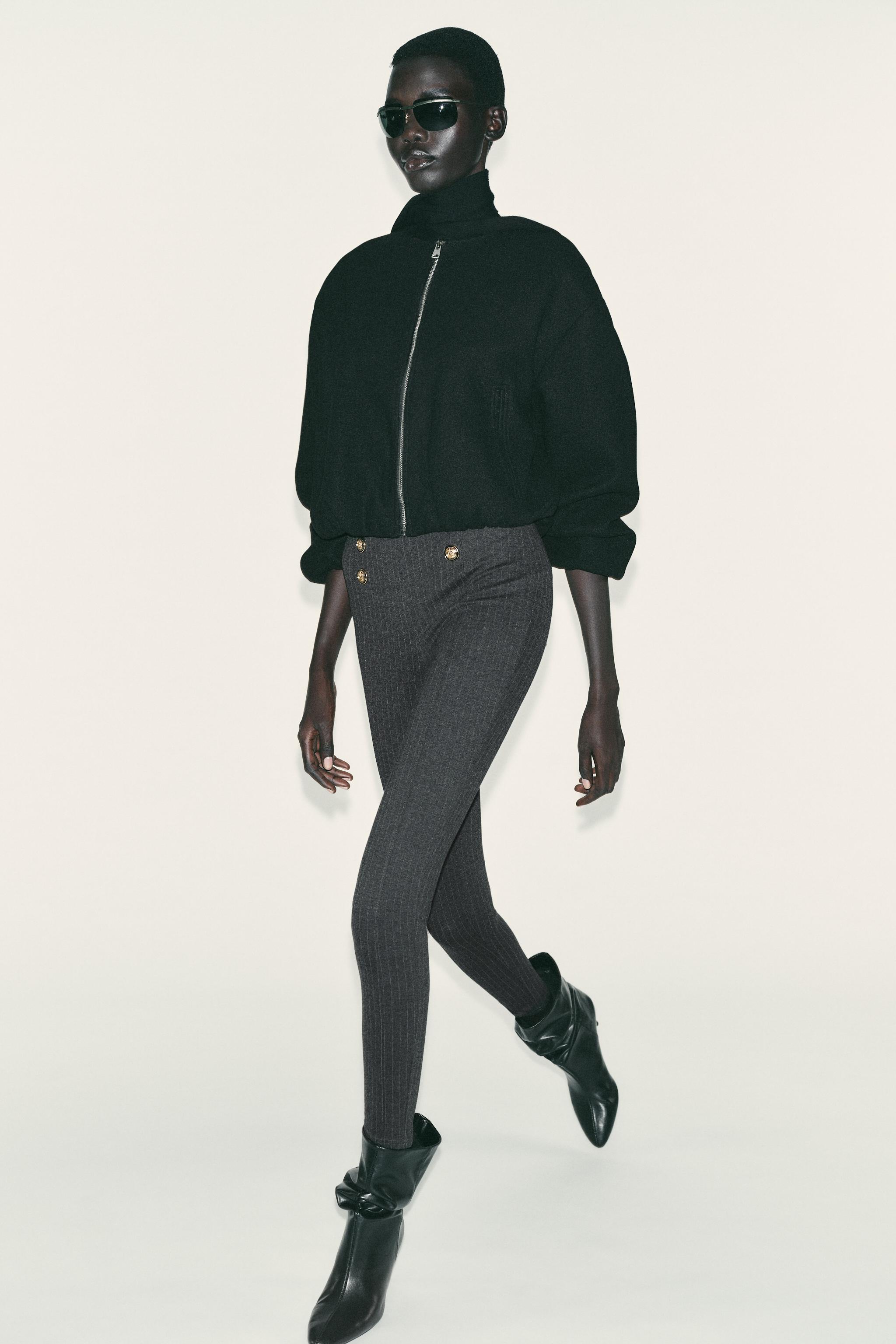 綴鈕扣緊身褲- 炭灰色| ZARA Taiwan, China / 中國台灣