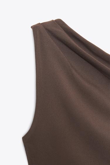 TOP ASYMÉTRIQUE TEXTURÉ - Marron de Zara - Image 9