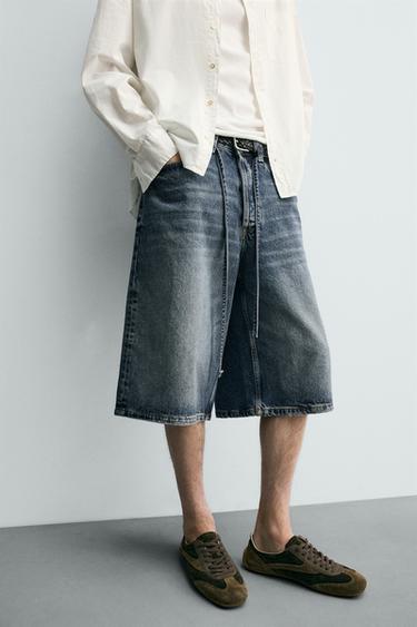 BAGGY FIT DENIM JORTS - Blue by Zara