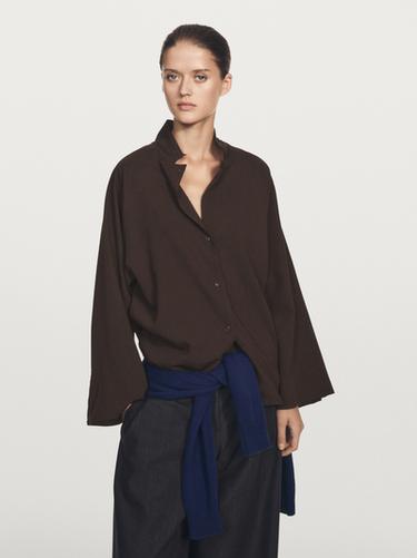 Camisa textura manga ranglán - Marrón de Zara