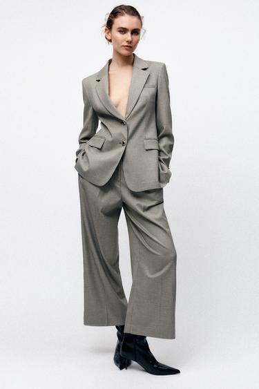 BLAZER COM XADREZ PIED DE COQ - Marrom / Cru da Zara - Imagem 0