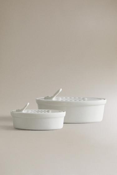 Zara TIN CAN-SHAPED CERAMIC JAR - 奶油色