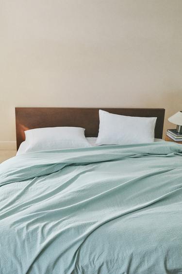 Zara CHECK SEERSUCKER DUVET COVER - Green