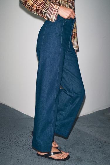 JEANS ZW COLLECTION TAILORED WIDE LEG HIGH-WAIST - Blue by Zara - Image 4