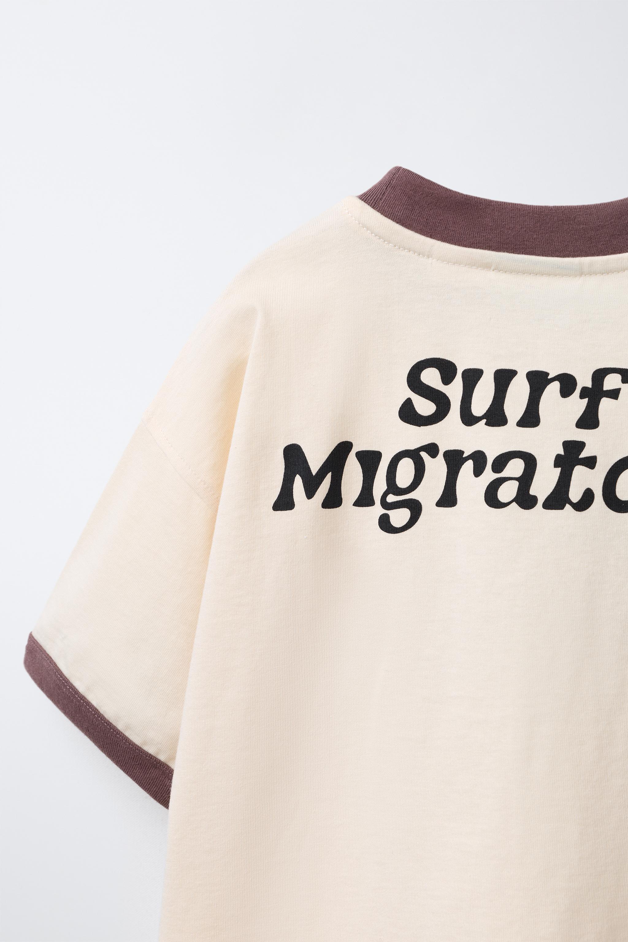 CONTRASTING TEXT PRINT T-SHIRT - Mid-ecru | ZARA United States