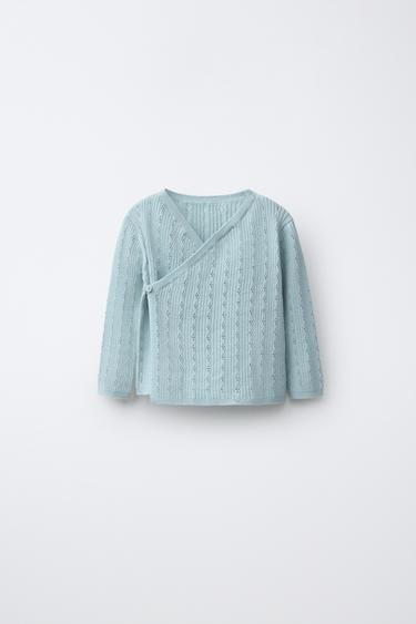 POINTELLE KNIT CARDIGAN - Light turquoise by Zara
