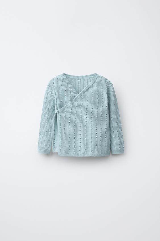 CASACO DE TRICÔ POINTELLE - Turquesa-claro da Zara - Imagem 0