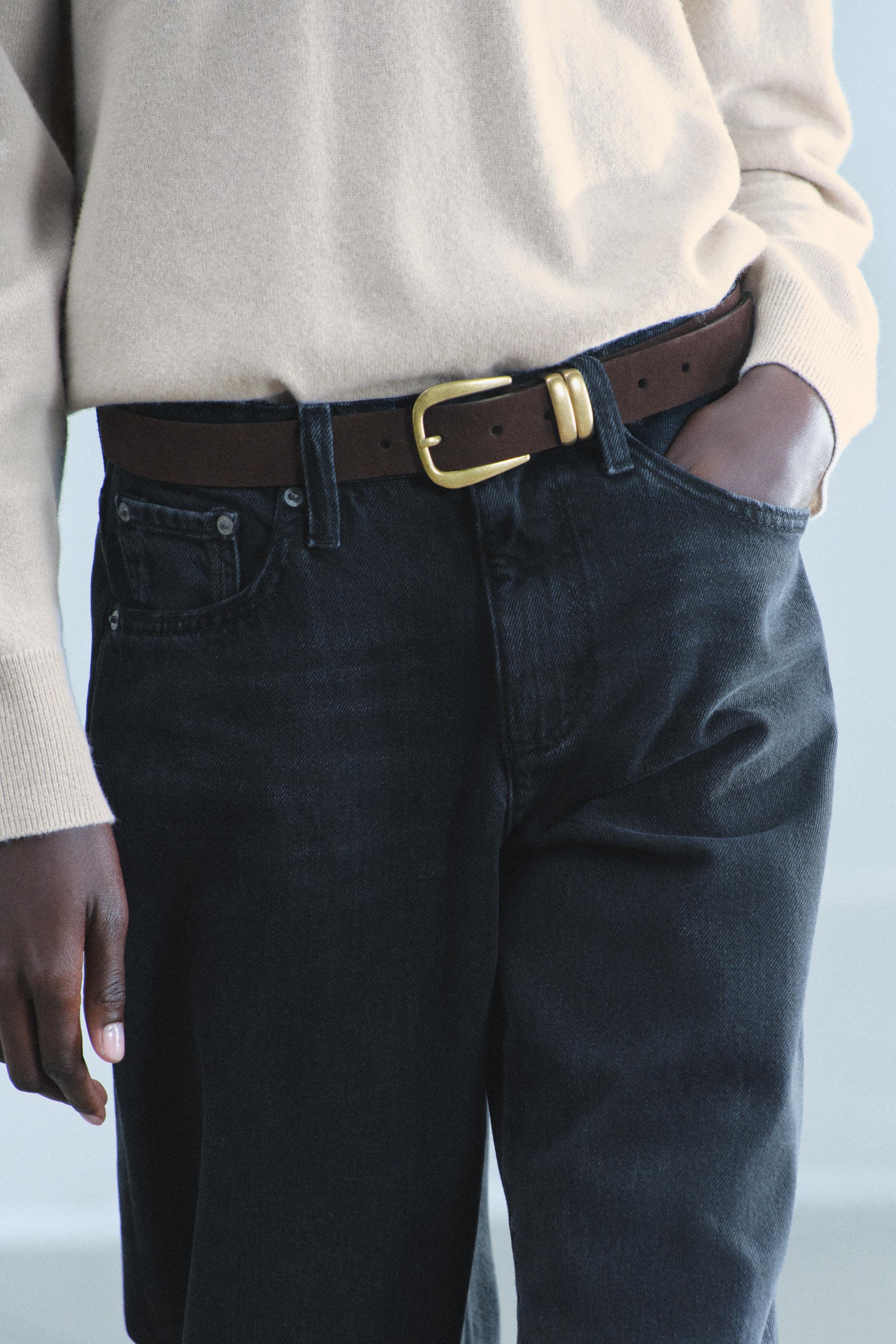 CEINTURE EN CROÛTE DE CUIR 100 % À DOUBLE PASSANT