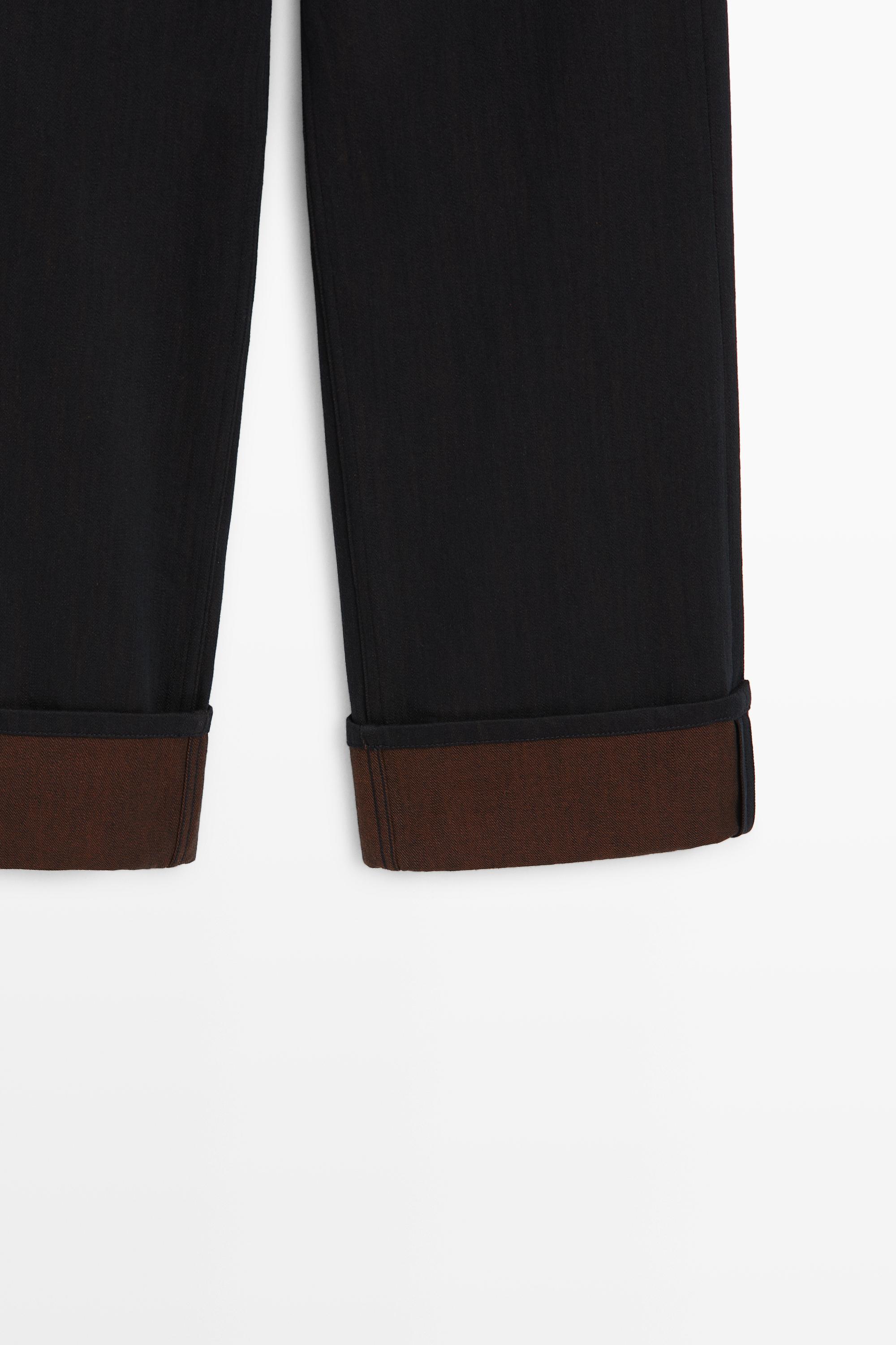 Jean wide leg taille moyenne à revers