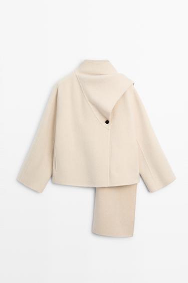 Zara Short coat with scarf detail - Oyster-white - Image 0