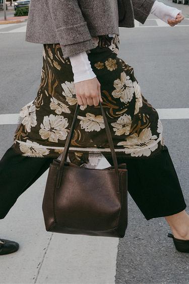 TOTE BAG WITH DETAILS - Brown by Zara - Image 1